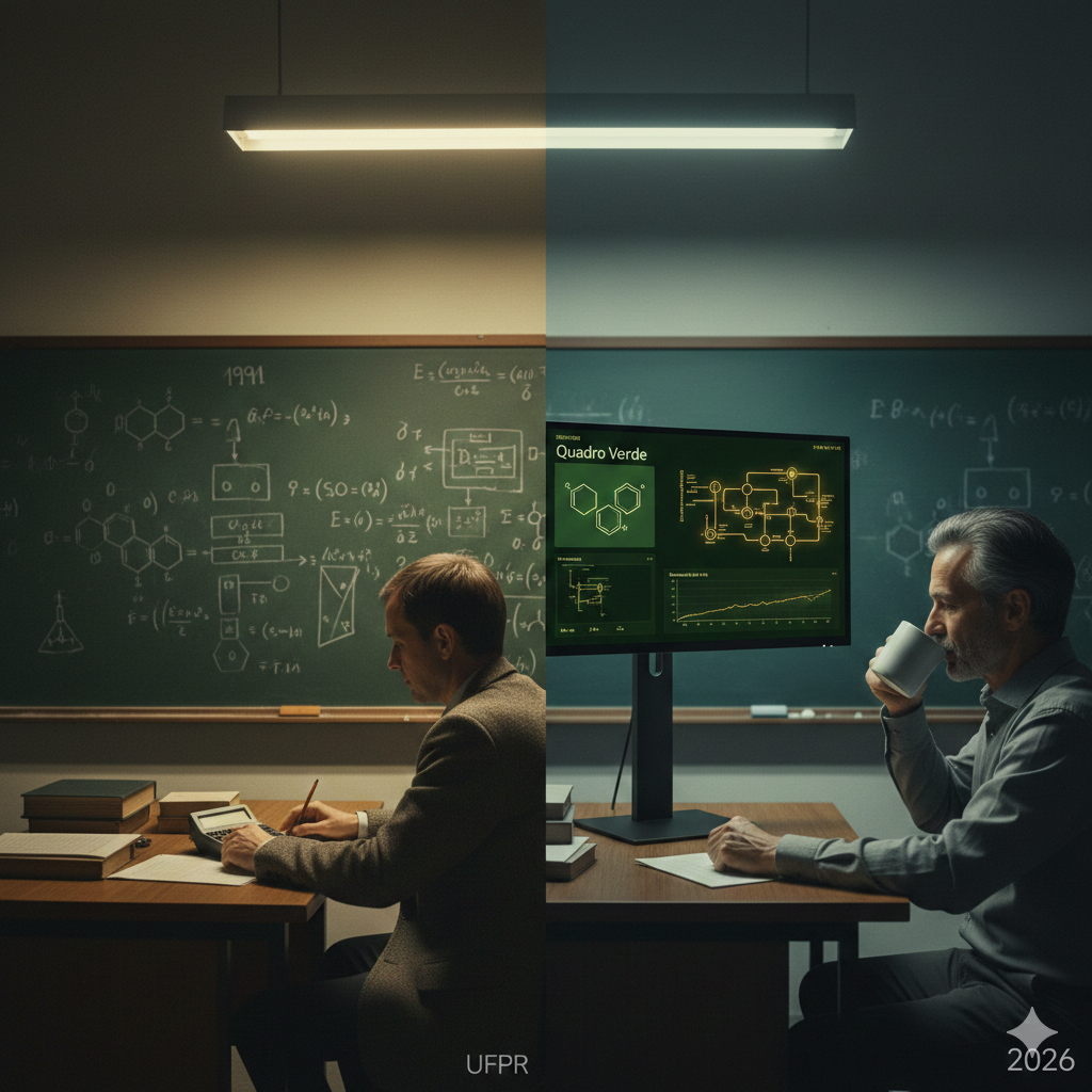 Aluno do Prof. Soccol na ambientação RETRO (UFPR 1991): estudo do Balanço de Massa na Engenharia Química.