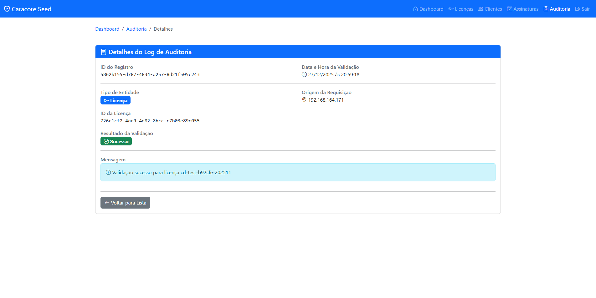 Detalhes da Auditoria